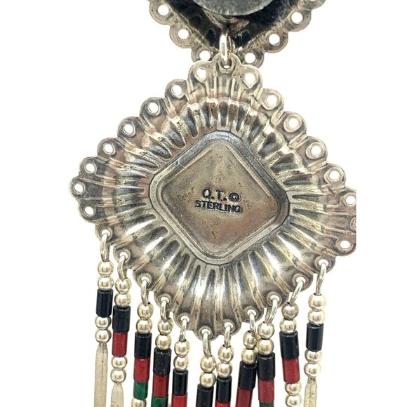 Dangle Earrings Native American Sterling Silver Gemstone Women's Estate Jewelry - Picture 12 of 12